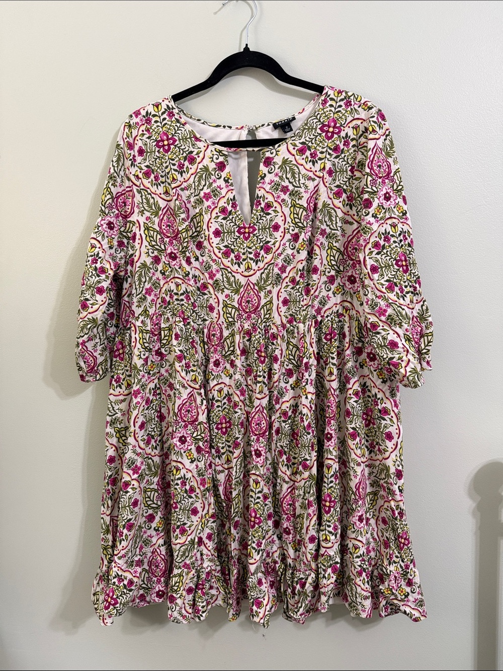 torrid Pink and Olive Green Floral dress
